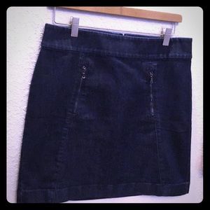 Ann Taylor dark wash denim mini skirt, size 8